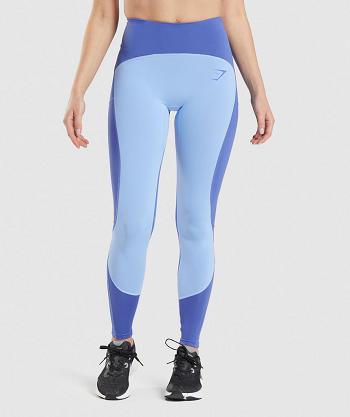 Leggins Gymshark Pulse Mesh Mujer Azules Azules Blancas | CO 2923QMA